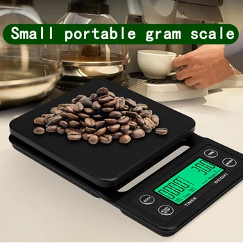 

3kg/5kg 0.1g Backlight LCD Display Food Scale Waterproof Insulation Pad Coffee Scale and Timer High Precision Drip Scale