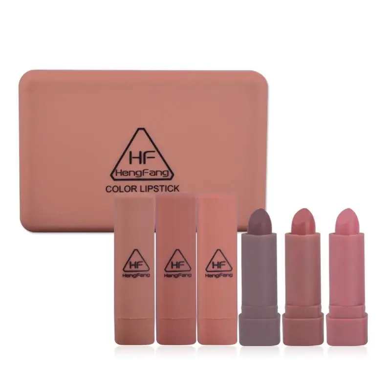 6 Colors/Set Lipstick Makeup Long-lasting Matte Pumpkin Colors With Mirror Lips TSLM1 |