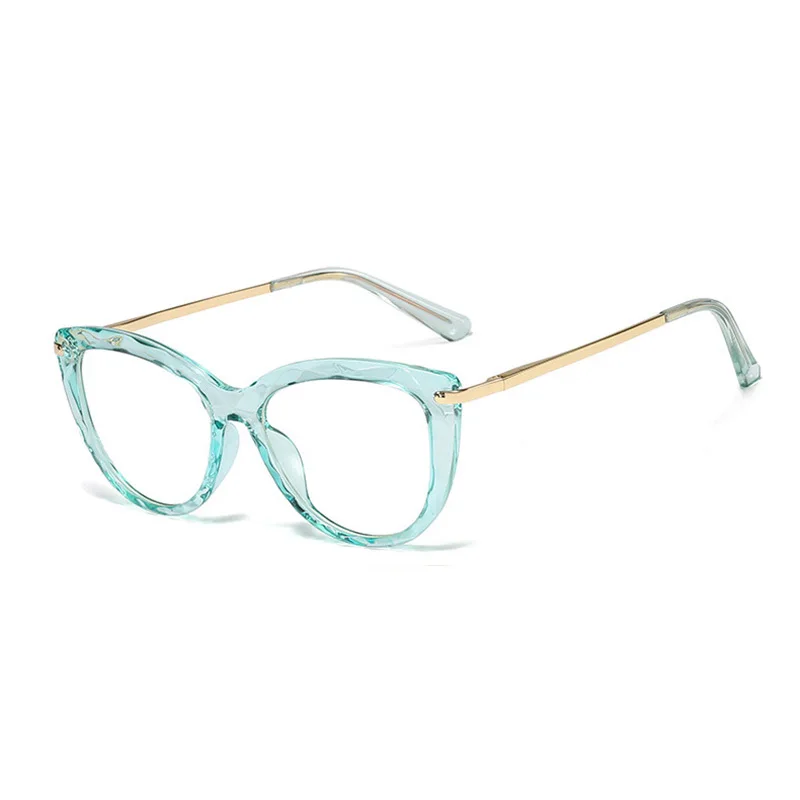 SHAUNA ретро классические женские металлические весенние очки кошачьи глаза оправа кристальная прозрачная оправа модные женские очки для близорукости - Цвет оправы: Jelly green clear