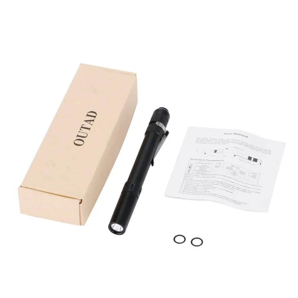 OUTAD Pen LED Flashlight High Brightness Max 245lm 4 Modes Switchable IPX8 Waterproof 6000K Long Lifespan No Noise Current