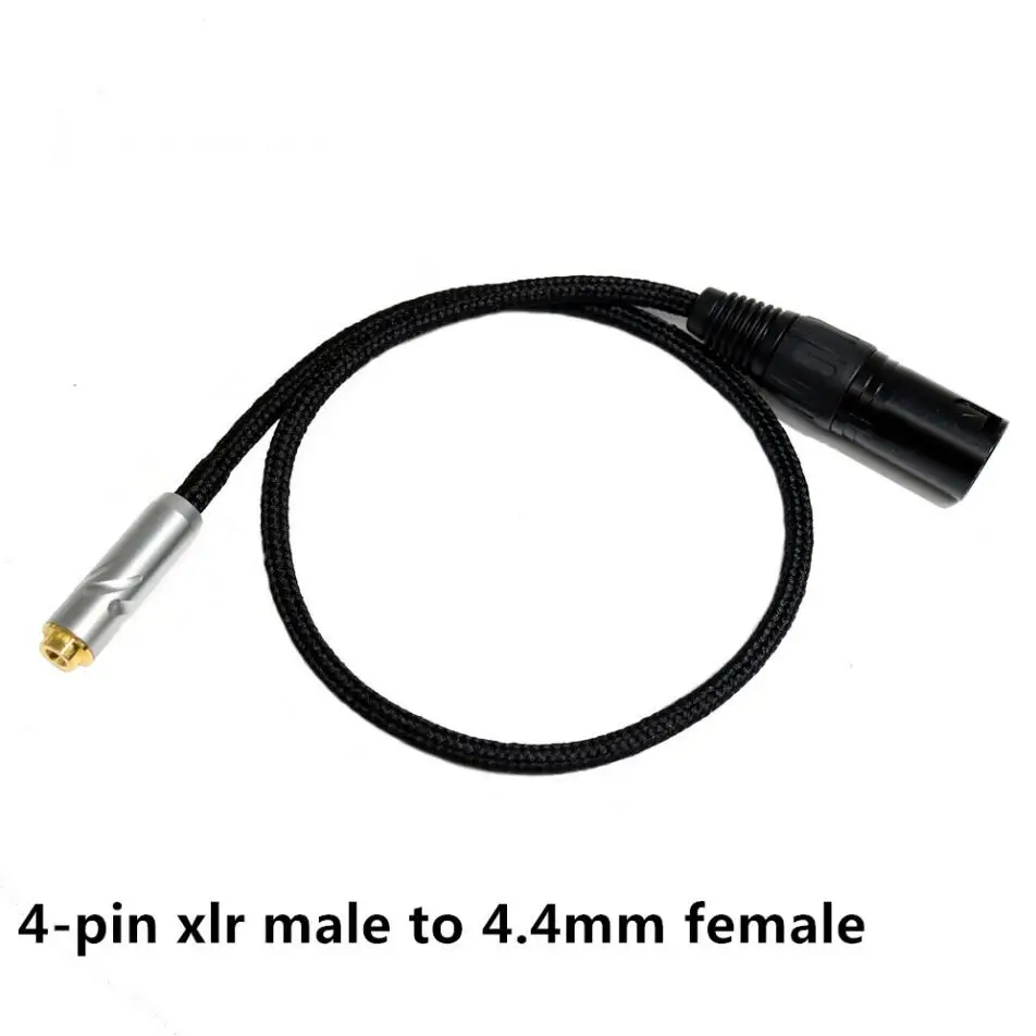 Hifi 8 Cores headphone Cable Audio extension wire cord Silver Plated 4 pin xlr male to 4 4mm female audio adapter plug
