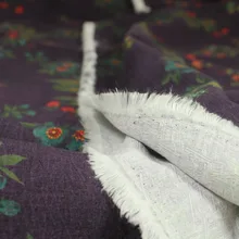 Высококачественная теннисная льняная хлопчатобумажная ткань фиолетовые цветы и травы серия tissu новая стильная одежда на осень и зиму tissus