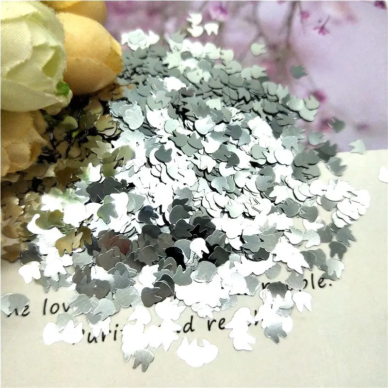 Solid silver 10g Ультра-тонкие 3D Блестки для ногтей 4 мм кролик лазер блестки ПЭТ свободные блестки для украшения ногтей боди-арт живопись для ногтей DIY decor10г - Цвет: Solid silver 10g