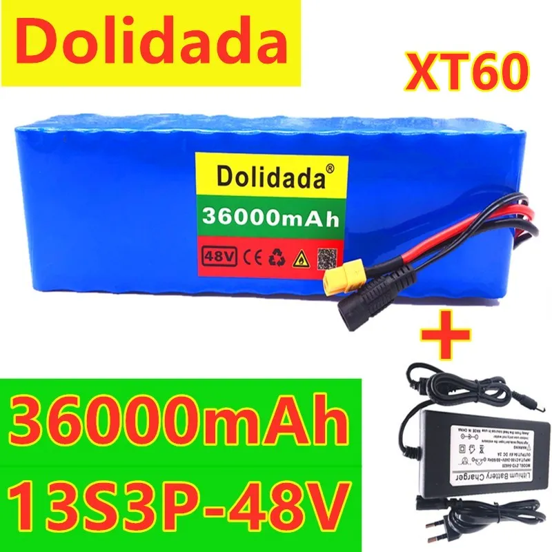 

18650-2020 NEW XT60 interface 48V battery 13S3P 36Ah battery pack 500W high power battery 48V36000mAh Ebike electric bike BMS