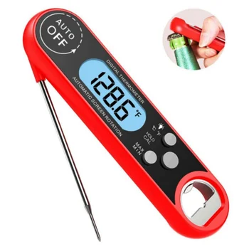 

Folding digital display electronic stainless steel probe barbecue meat thermometer-black Newest