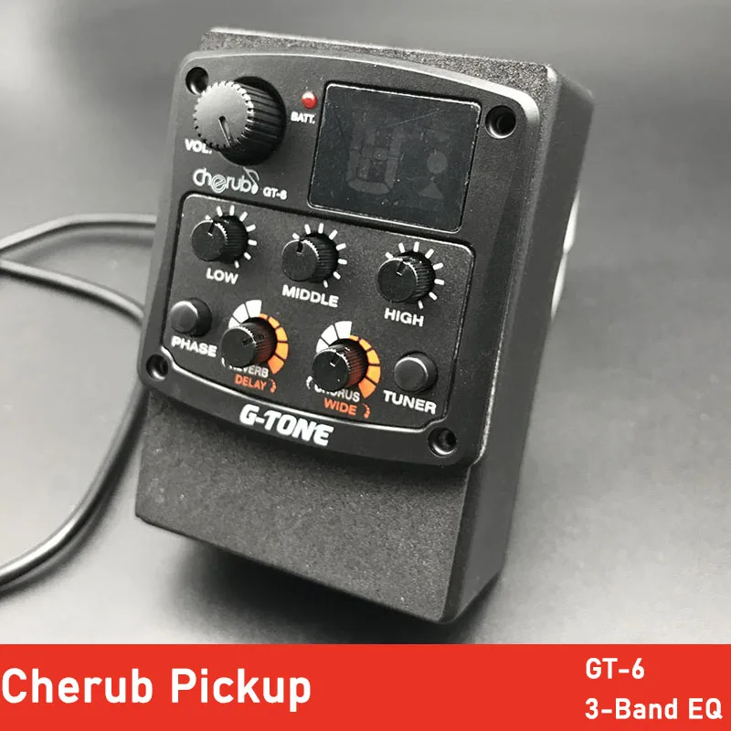 Cherub GT-6 Acoustic Guitar Preamp 3 Band EQ Equalizer with Tuner and reverb Delay Chorus Wide Effects guitar pick holder | Спорт и