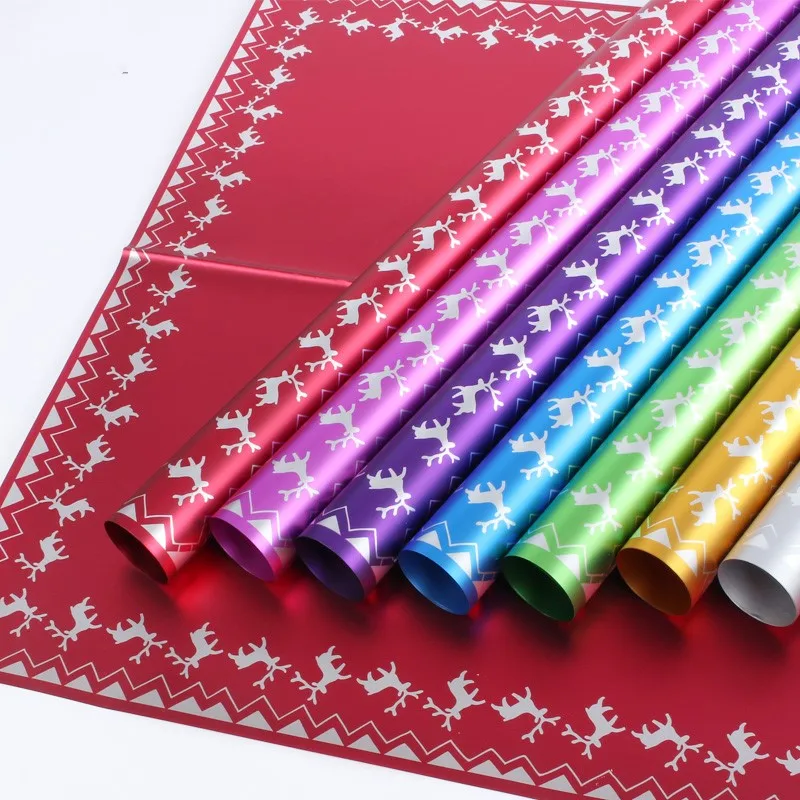 Christmas Gift Wrapping Paper Flowers Bouquet Packing Kraft Paper Stripe Design Handmade Gift Paper Wrap Florist Supplier