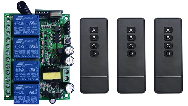 AC110V 220V 230V 4CH 4 CH 10A реле RF беспроводной пульт дистанционного управления Переключатель Беспроводной Выключатель Света приемник+ передатчик двери гаража - Цвет: Зеленый