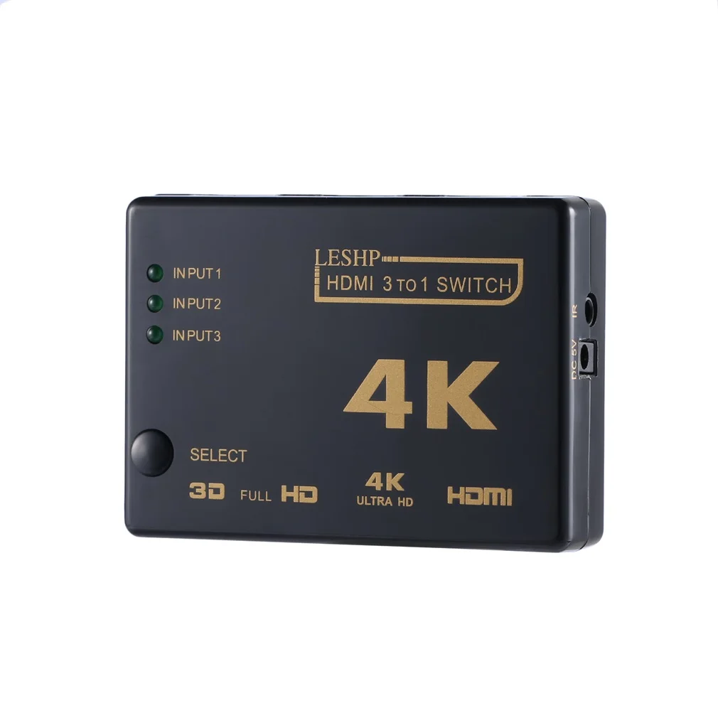 LESHP черный 3-1 4K 1080P HDMI переключатель видео аудио коммутатор разветвитель концентратор для PS4 HD tv HDML1.4b высокое разрешение