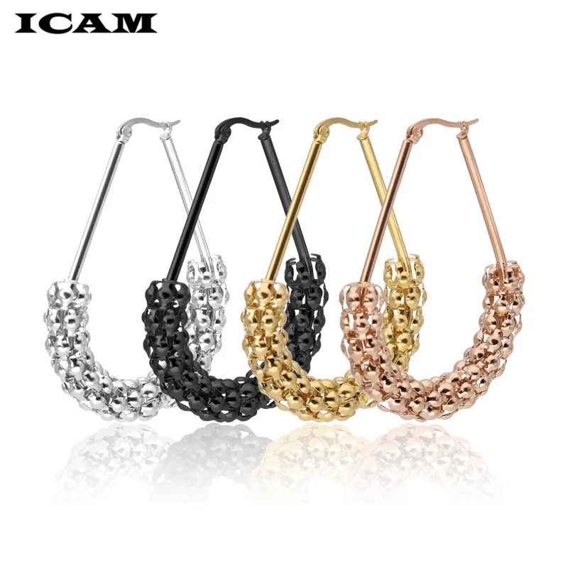ICAM золотые серебряные большие круглые кукурузные серьги золотистый Серебристый