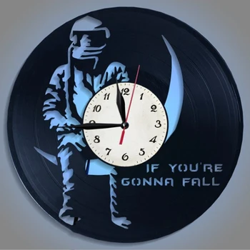 

7 Color Vinyl Record Wall Clock Modern Design Creative 3D Stickers Movie Theme Star Wars Clocks Hanging Wall Watch Home Decor