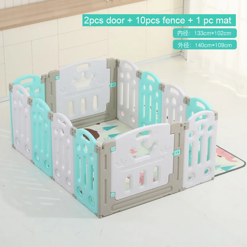 Green Total 12pcs Детское ограждение для детского Манежа, супер роскошный сползающий манеж для ребенка, безопасное крытое ограждение, детская игра в мяч, забор для ползания с качающейся лошадкой - Цвет: Green Total 12pcs