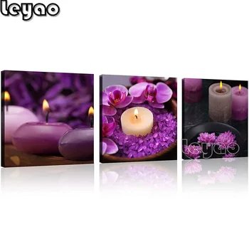 

diamond painting full square 3 pcs Spa Stones and Rose Still Life Triptych diamond embroidery,diamond mosaic,square,round drill