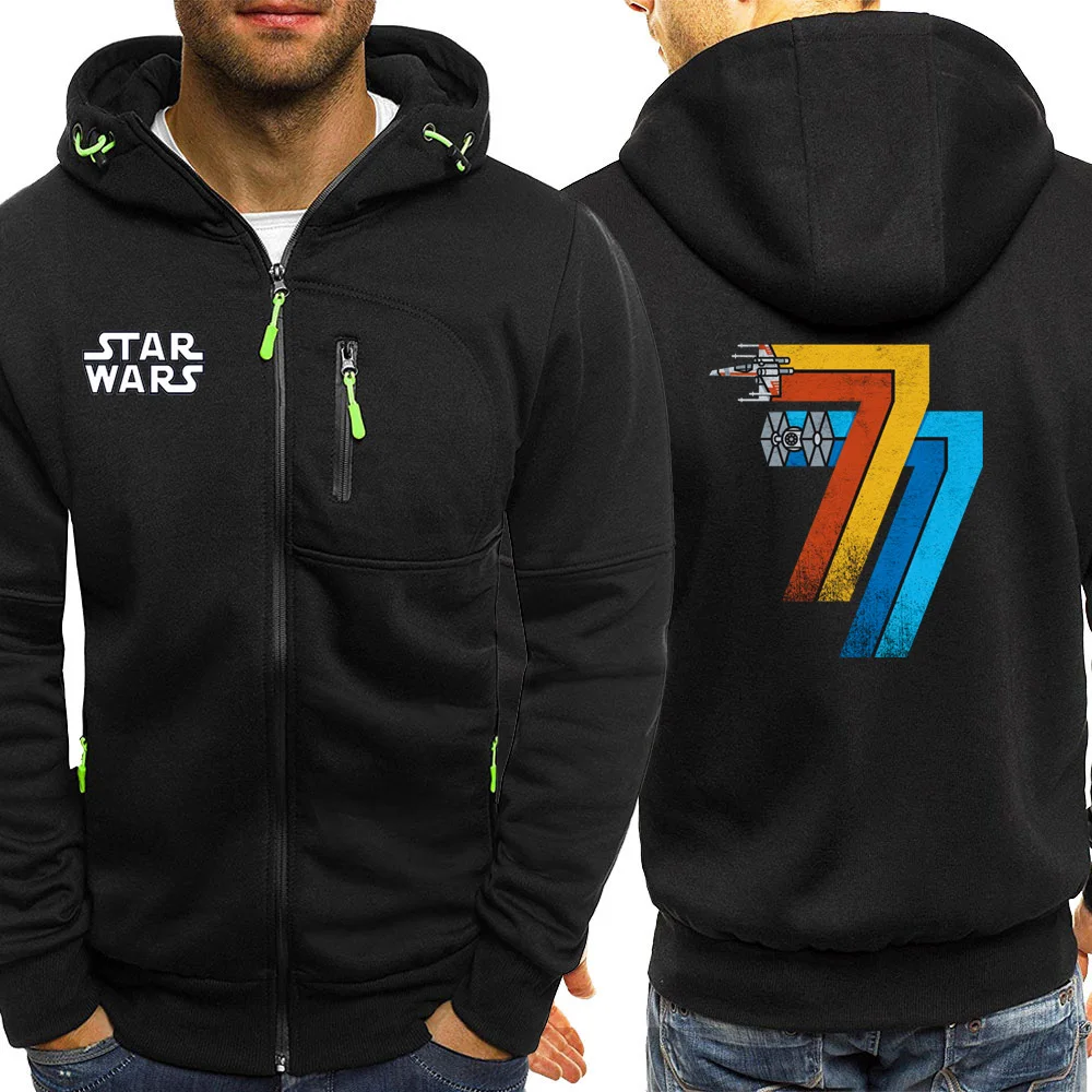 Koop Hot Koop 2019 Herfst Hooded Mannen Streetwear Kan 25th 1977 Star Wars Jassen Rits Casual Jas Fleece Sportkleding Mode Hoodie