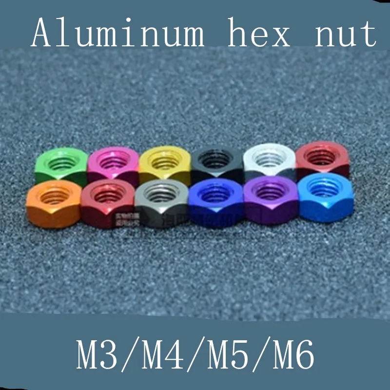 10pcs Din934 Colourful M3 M4 M5 M6 Aluminum Alloy Hexagonal Hex Nut