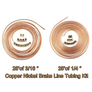

Copper Brake lines Nickel Kit 3/16 and 1/4 25 Ft Rolls With Connectors