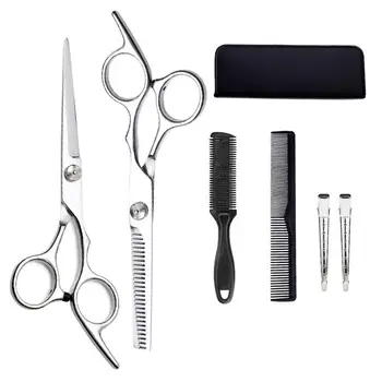 

1 Set of 7Pcs Haircut Scissors Hair Cutting Styling Tools Hairdressing Scissors Teeth Straight Thinning Hair Scissors Set