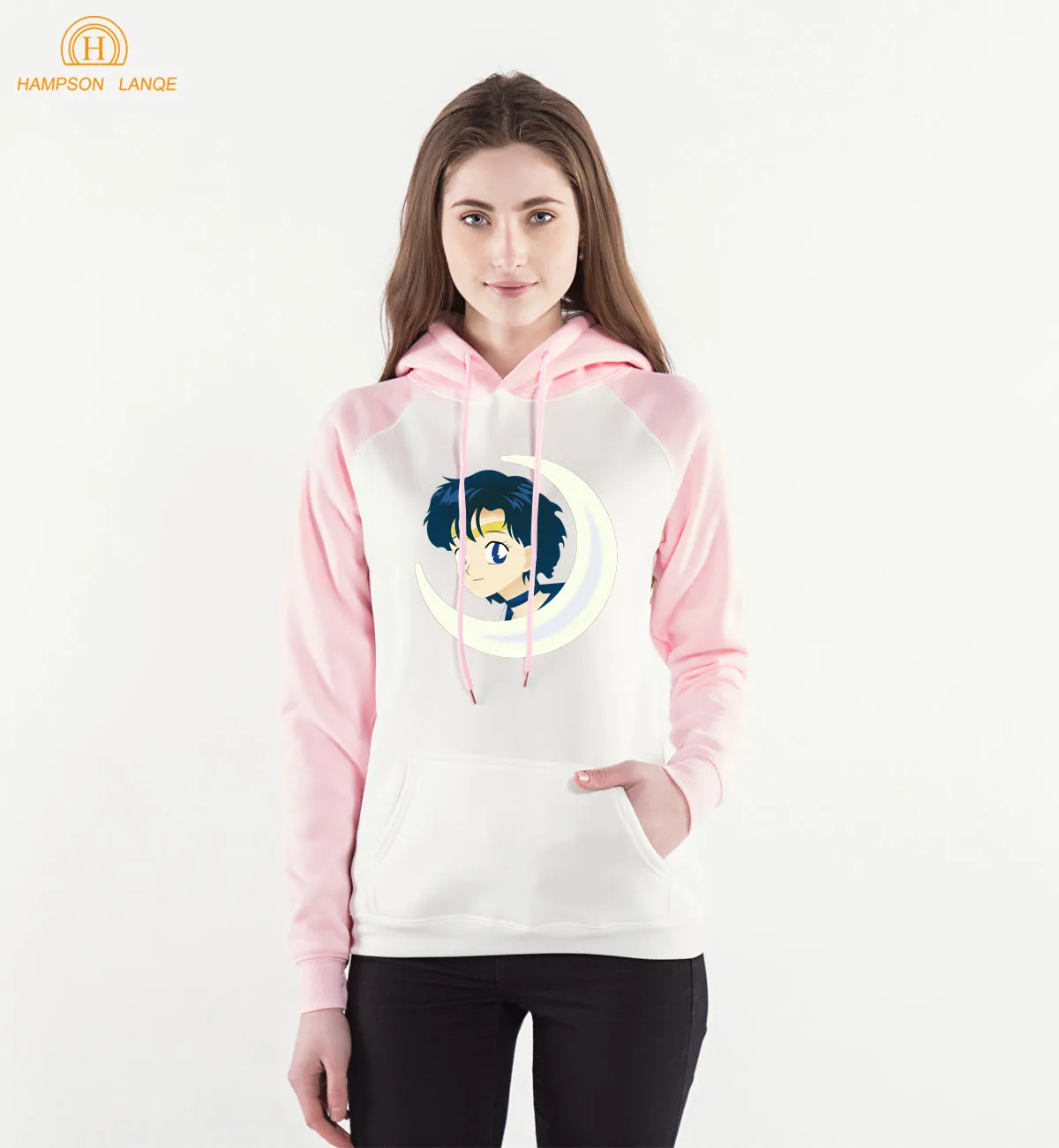 Весна осень Kawaii толстовки Сейлор Мун принт Женский рукав реглан с капюшоном теплый флис Повседневная Толстовка брендовая одежда