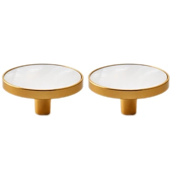 

2Pcs European Door Knobs Cabinet Handles Marble Brass Pulls Kitchen Cupboard Furniture Handles Dresser Drawer Pulls Wall Hanging