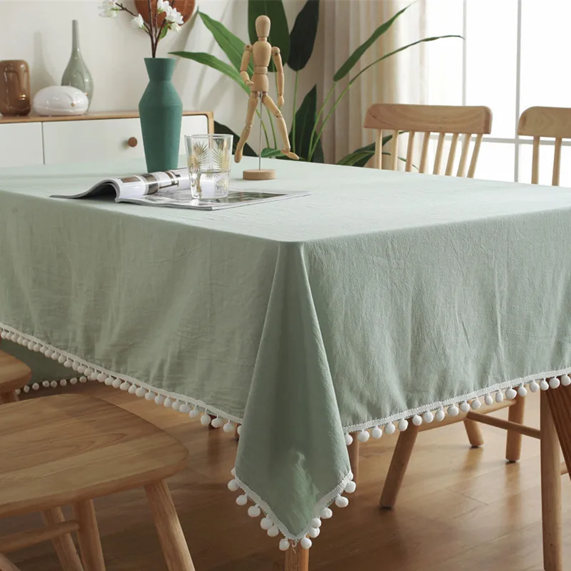

Proud Rose Solid Color Christmas Table Cloth Cotton Linen Creative Tassel Tablecloth Overlays Wedding Lace Tablecloth