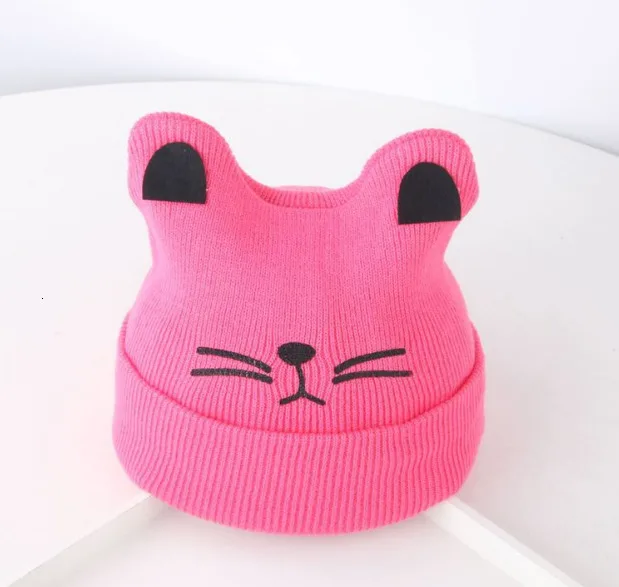 06 Kawaii Baby Beanies, Модная трикотажная одежда с вышивкой, шапки на осень и зиму, Повседневная вязаная шапка Skuilles для детей, одноцветная Милая шапка - Цвет: 06