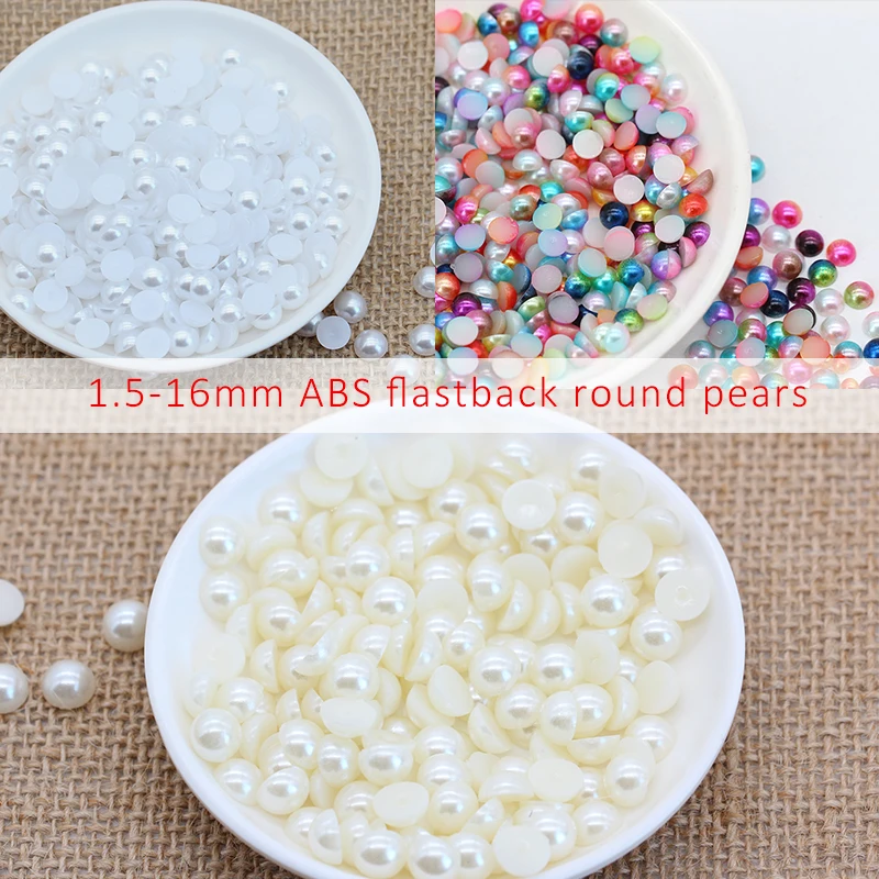 1.5-16mm half Round Flatback pearl Scrapbook jewelry Beads Nail Decoration craft