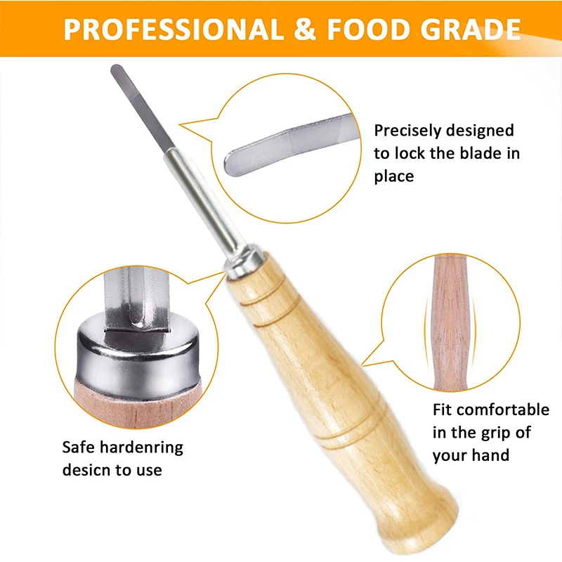 Plastic/Wooden Bread Lame Tools Bakery Scraper Bread Knife/Slicer/Cutter Dough Breads Scoring Lame Blades Arc Curved Knife baking tool dough scraper dough cutter bread cutter baking accessories