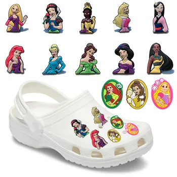 

6-20pcs/lot Beautiful Wise Woman Snow Mulan PVC Shoe Charms Accessories Decoration JIBZ for Croc Charms Bracelets Kids Gift