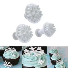 3 шт белый торт-Снежинка помадка плесень DIY Украшение для печенья Маффин плунжерная Форма пластик снег хлопья производитель форм Декор# B15