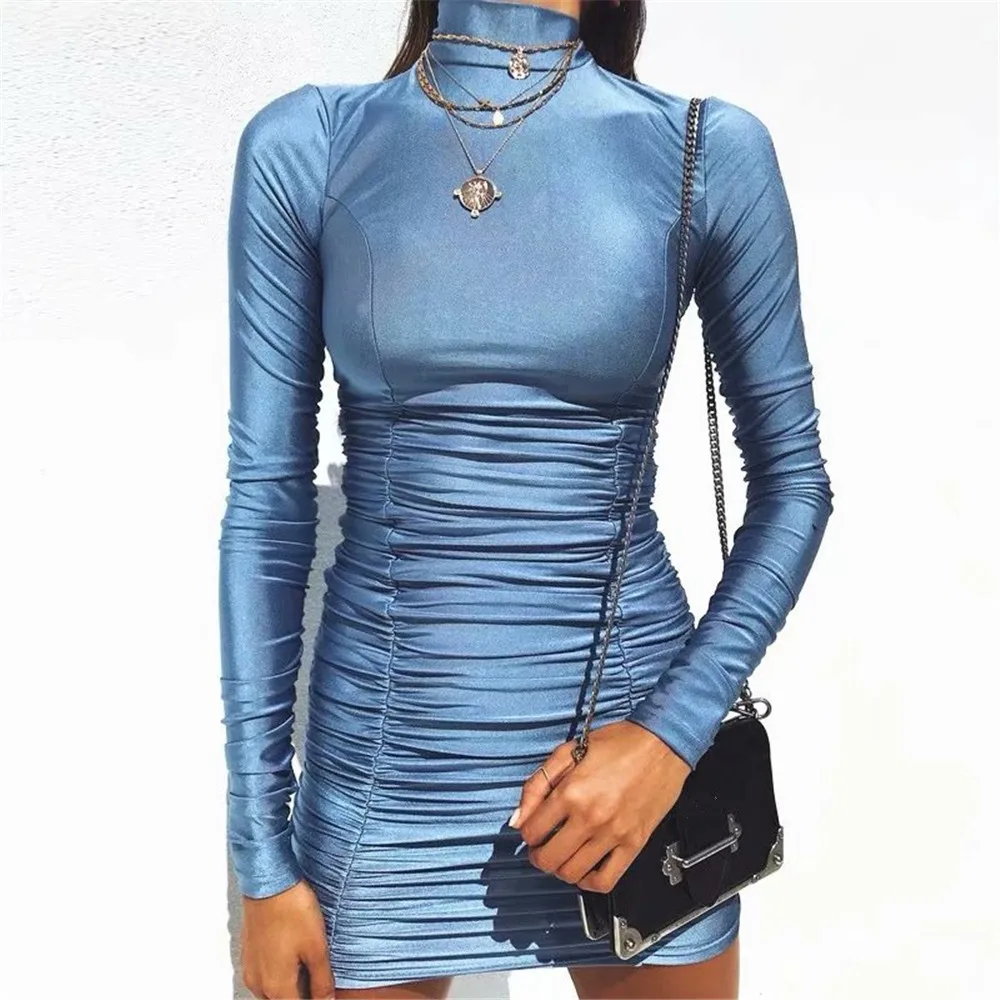 Mini Dress For Women Bodycon Sexy Party Night Club Dress Autumn Long Sleeve Short Vestidos Black Dress Femme New Female Clothing