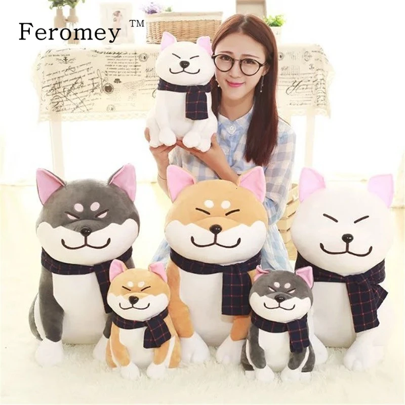 Симпатичный шарф собака Шиба ину плюшевая кукла игрушка Мягкий щенок животное