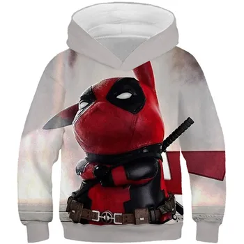 

2019 Autumn Kids Anime Film 3D Hoodies Pokemon Detective Pikachu Deadpool Printed Boys Girls Hooded Sweatshirts Kids Pullover