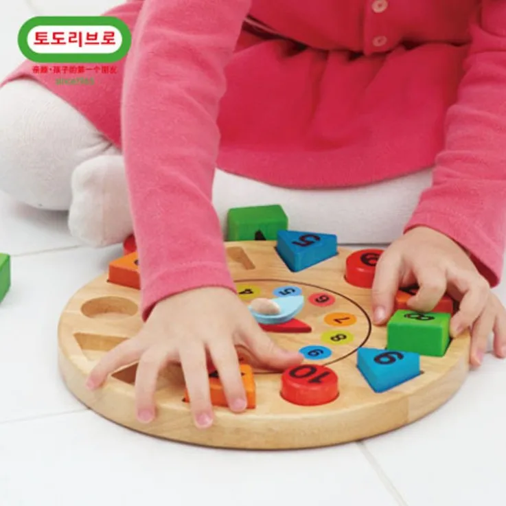 Todokids todokids деревянные детские строительные блоки с цифрами Часы 3 года ребенок Bao Yi развивающие игрушки От 1 до 3 лет O