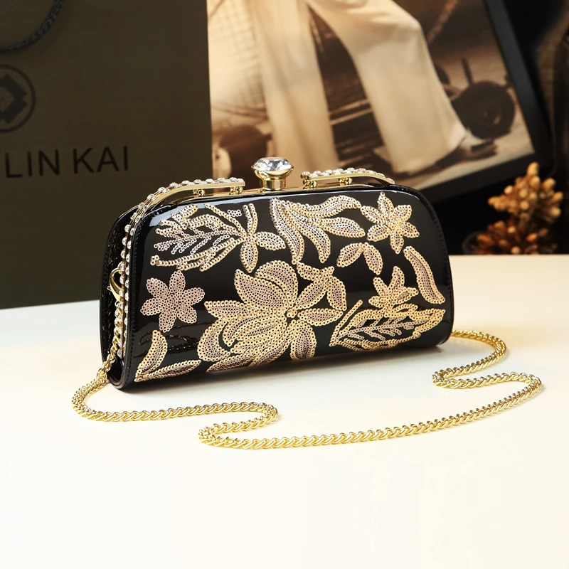 Модная Высококачественная маленькая сумка из лакированной кожи с зажимом