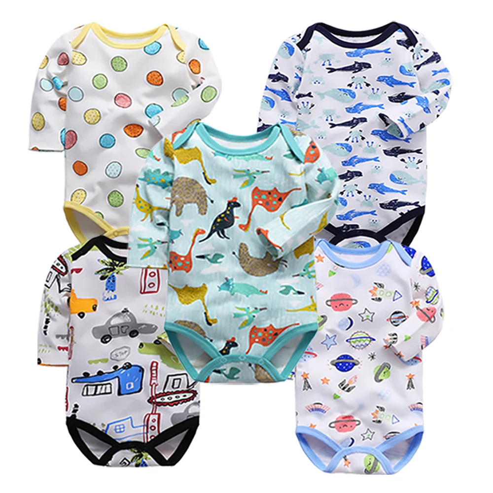 4 5 шт./компл. детские комбинезоны из хлопка, Roupas Menino новорожденных Одежда для девочек с длинными рукавами; комбинезоны для девочек Комбинезон infantis Комплекты одежды - Цвет: 4