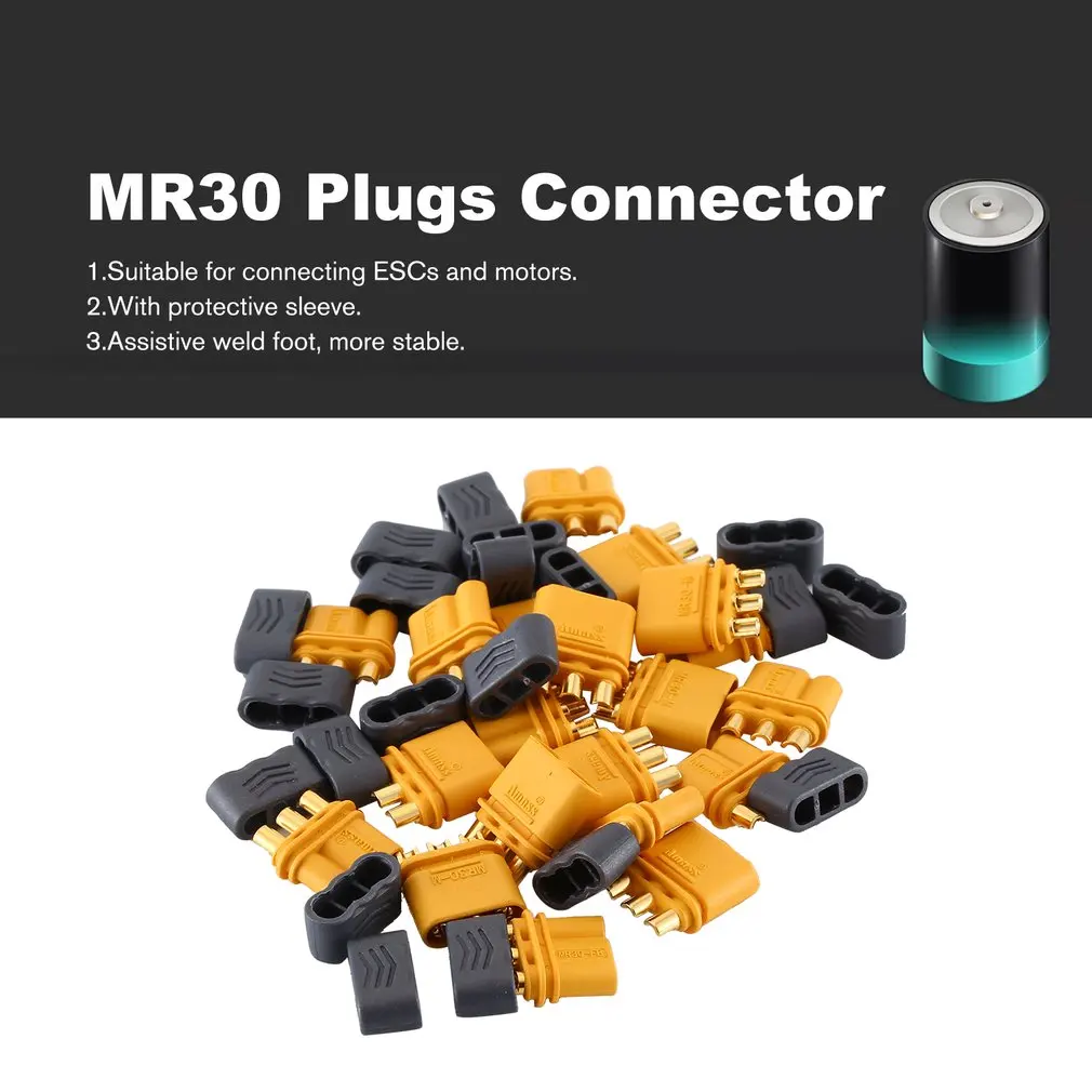

10Pair Amass Upgrated Connector MR30 Connector Plug Female and Male Connector Plugs For RC Airplane Multirotor Drone Plug