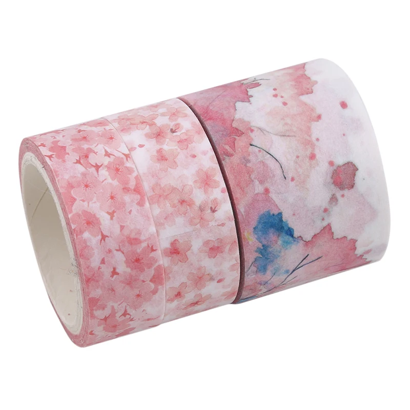 2015724 1PC Japanese Decorative Deco Paper Floral Flower Cherry Blossom Masking Washi Tape Set Stickers Crafts and Scrapbooking - Color: 2015724