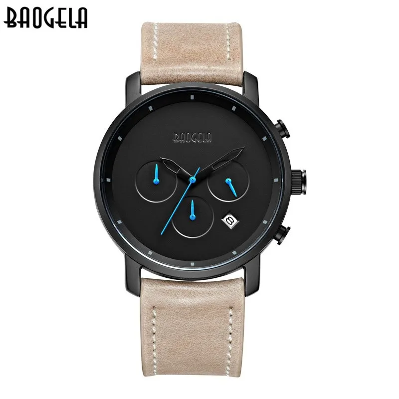 

Guerra baogela Men Europe And America Retro Simple Watch Three Needle Waterproof Watch Leather Belt Calendar 1705