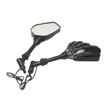 Светодиодный фонарь для мотоцикла 3D череп ручной Коготь Скелет Зеркала заднего вида 8 мм 10 мм