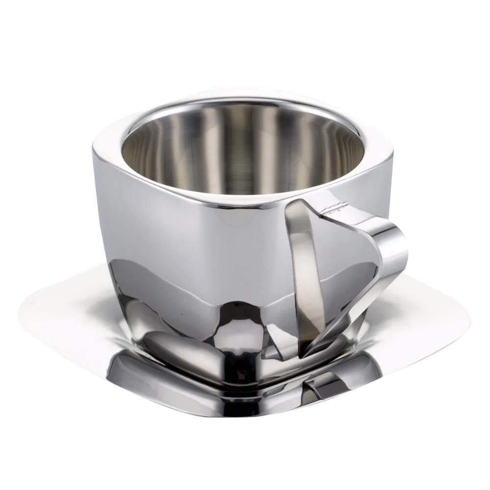 Stainless Steel Cup Home Water Tea Coffee Mug Mini Double-layer anti-hot Camping Travel New