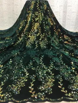 

Velvet Lace Fabric For Dresses Latest Nigerian French Tulle Lace Fabric High Quality African Sequins Lace Fabric