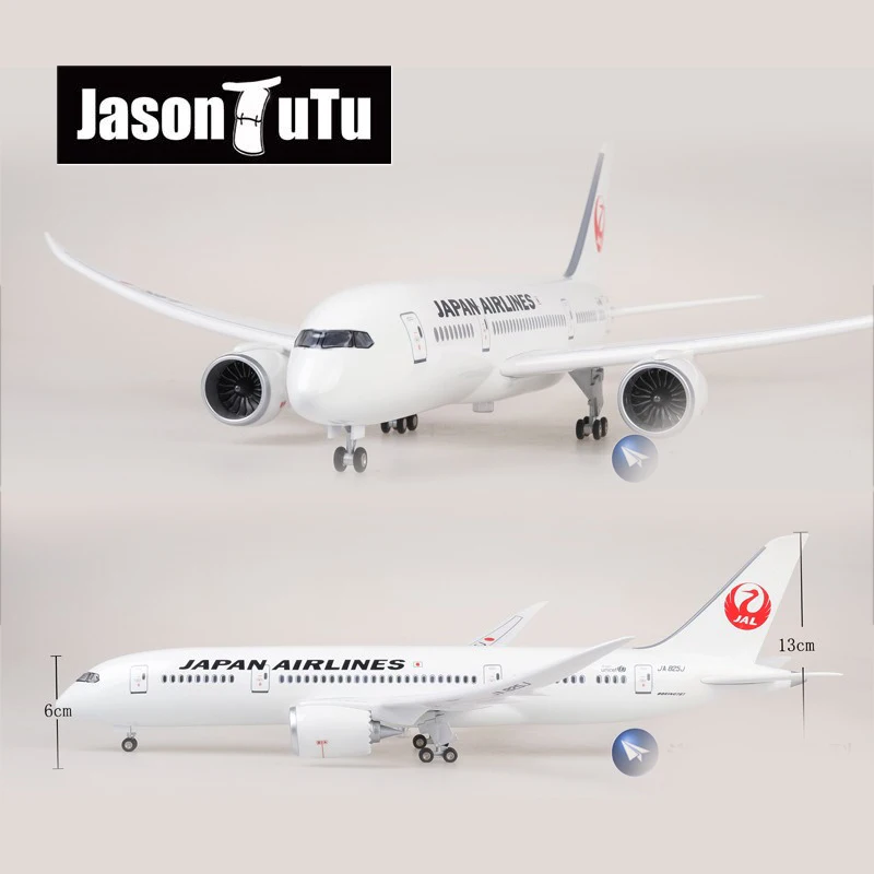 JASON TUTU 43cm Japan Airlines Boeing b787 Aircraft Model Airplane 1/160 Scale Diecast Resin Light and Wheel Plane Gift Collecti