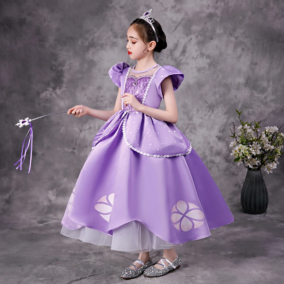 Vestido Infantil Princesa Sofia Malha - Fantasia Roupa Temática