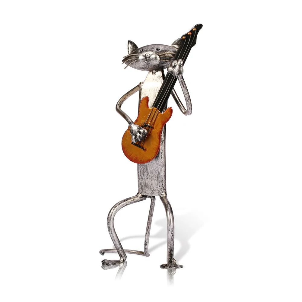 Gift Cat Sculpture Desk Decorative Crafts Figurine Living Room Modern Simple Small Handmade Home Ornament Office Iron Art