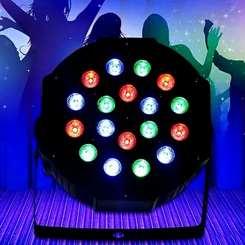 

LED Par light 18x3W 54W High Power RGB/UV Par Light With DMX512 Master Slave Led Flat DJ Equipments Controller