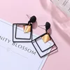 POXAM New Korean Statement Earrings for women Black Cute Arcylic Geometric Dangle Drop Gold Earings Brincos 2022 Fashion Jewelry ► Photo 3/6