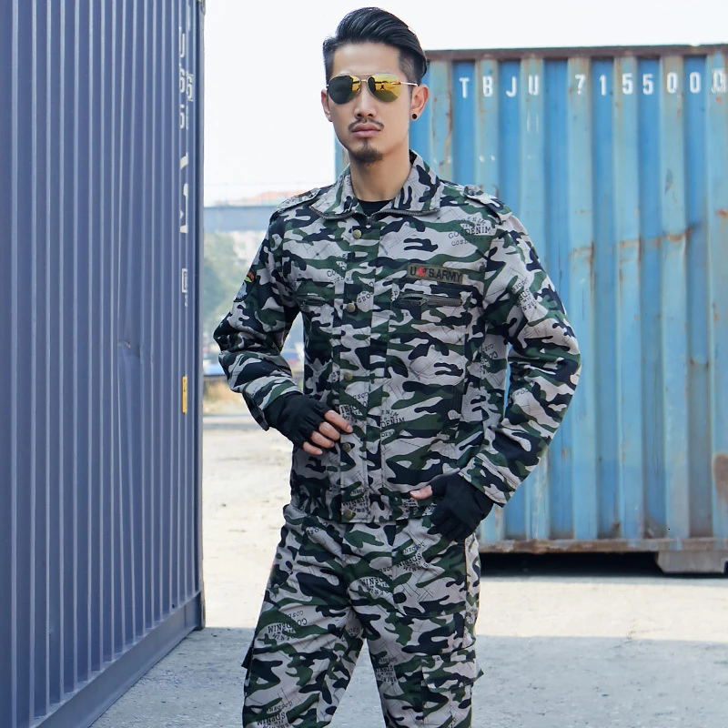 Тактическая одежда военный армейский костюм ACU для мужчин и женщин Камуфляжный костюм темно-синяя форма США куртка Боевая проверенная одежда - Color: Army Color 4 Set