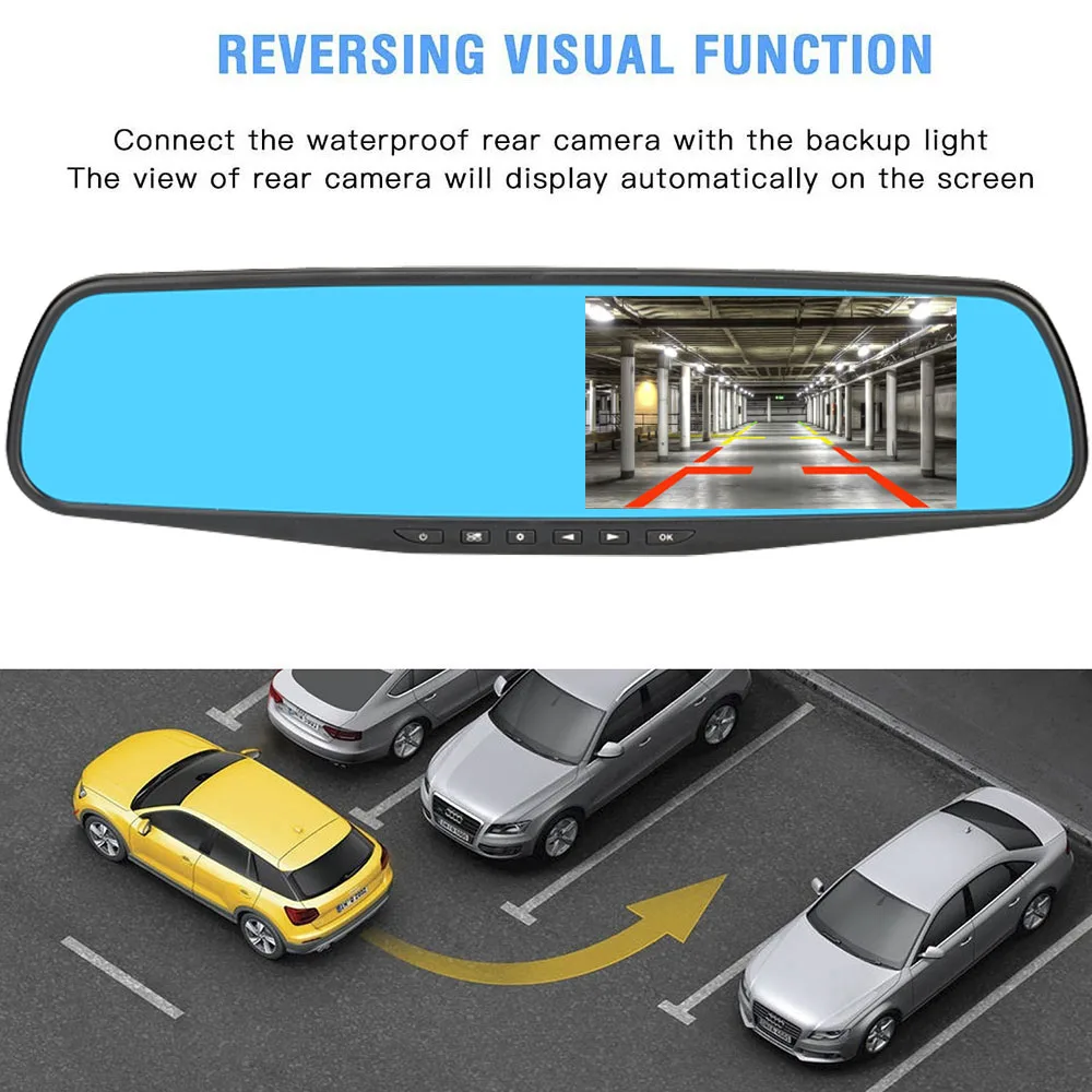 Автомобильный видеорегистратор ADDKEY 4 3 дюйма Full HD 1080P автоматическое зеркало