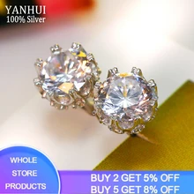 Модные корейские серьги с сертификатом Аутентичные ювелирные изделия из стерлингового серебра 925 пробы Серьги-гвоздики с кубическим цирконием для женщин