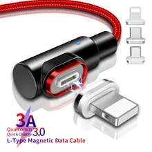 L-Line 1 м светодиодный магнитный 3а usb type-C для iPhone8 7 6 Plus X XR MAX Магнитный кабель Micro USB C для samsung S8 S9 Millet Mi 8